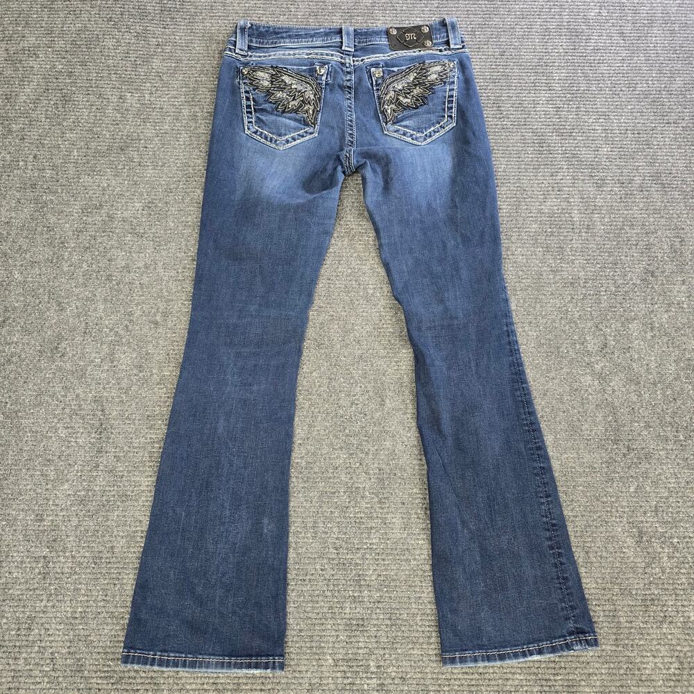 Miss Me Jeans Womens 29x31 Mid Rise Bootcut Blue Wing Rhinestone Y2K